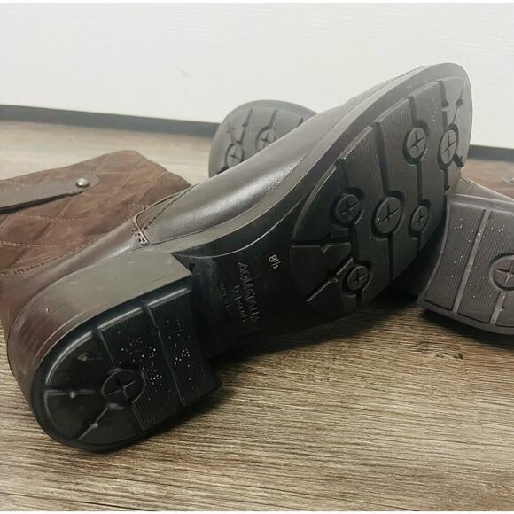 Aquatalia Sherry Brown Leather/Quilted Mid-calf Moto Winter Boot - Picture 4 of 7